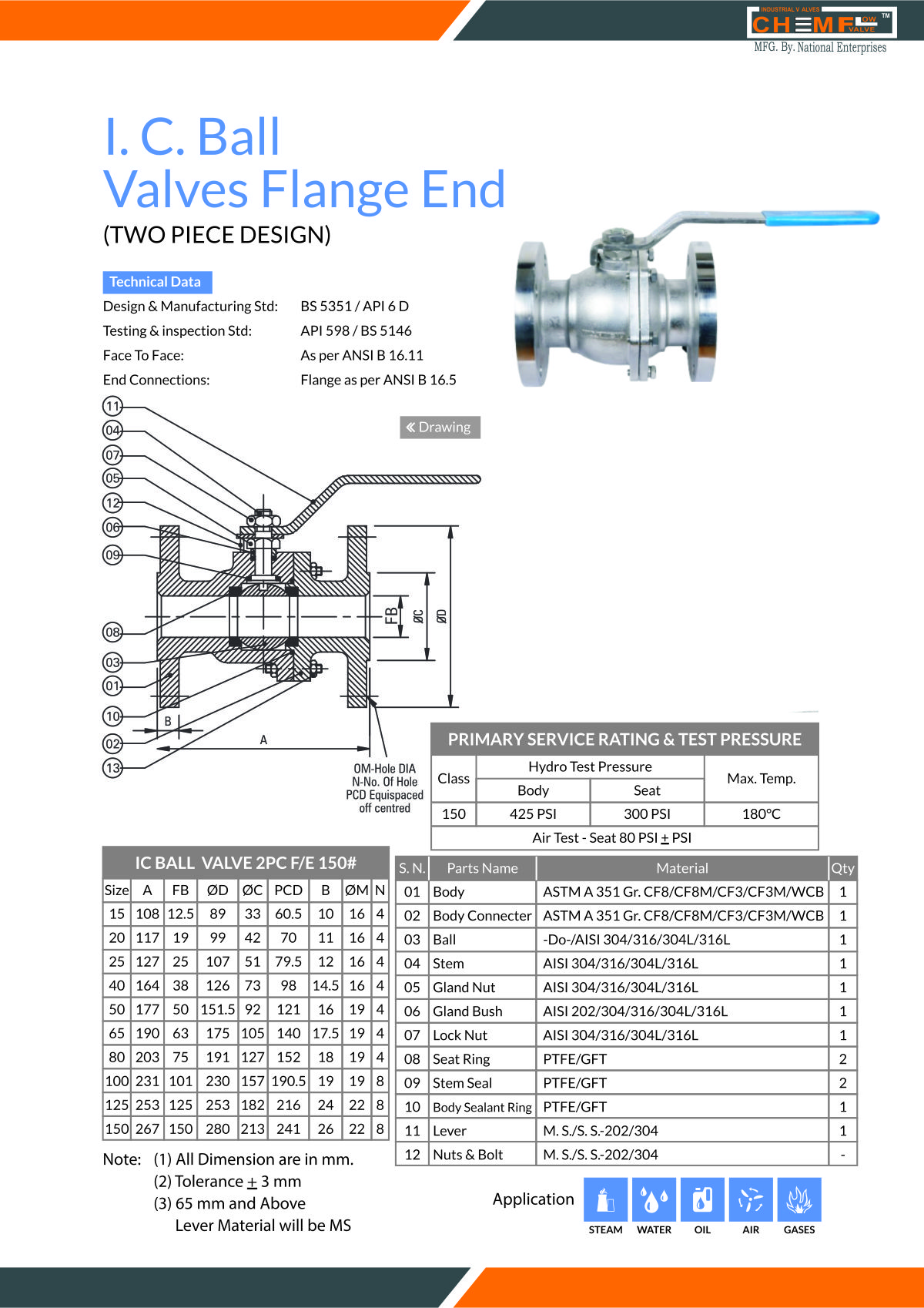 i.c. ball valves flange end